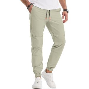 imageJMIERR Mens Joggers Casual Pants Stretch Elastic Waist Drawstring Tapered Pants with PocketsC Offwhite