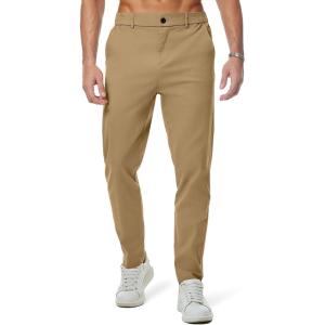 imageJMIERR Mens Chino Pants Casual Stretch Waist Tapered Trousers with PocketsA Khaki