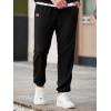 imageJMIERR Mens Waffle Sweatpants Stretch Waist Drawstring Casual Tapered Joggers Gym Pants with PocketsA Black