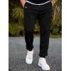 imageJMIERR Mens Waffle Sweatpants Stretch Waist Drawstring Casual Tapered Joggers Gym Pants with PocketsA Black