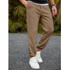 imageJMIERR Mens Waffle Sweatpants Stretch Waist Drawstring Casual Tapered Joggers Gym Pants with PocketsKhaki