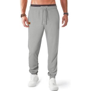 imageJMIERR Mens Waffle Sweatpants Stretch Waist Drawstring Casual Tapered Joggers Gym Pants with PocketsA Light Grey