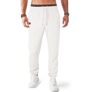 imageJMIERR Mens Waffle Sweatpants Stretch Waist Drawstring Casual Tapered Joggers Gym Pants with PocketsWhite
