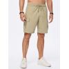 imageJMIERR Mens Casual Stretch Cargo Shorts Classic Drawstring Elastic Waist Summer Work Short with Multi PocketsBeige