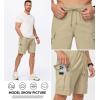 imageJMIERR Mens Casual Stretch Cargo Shorts Classic Drawstring Elastic Waist Summer Work Short with Multi PocketsBeige