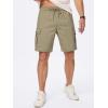 imageJMIERR Mens Casual Stretch Cargo Shorts Classic Drawstring Elastic Waist Summer Work Short with Multi PocketsKhaki
