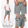 imageJMIERR Mens Casual Stretch Cargo Shorts Classic Drawstring Elastic Waist Summer Work Short with Multi PocketsLight Grey
