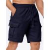 imageJMIERR Mens Casual Stretch Cargo Shorts Classic Drawstring Elastic Waist Summer Work Short with Multi PocketsNavy Blue
