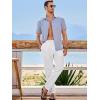 imageJMIERR Mens Cotton Pants Casual Elastic Waist Drawstring Lightweight Summer Beach Trousers with Pockets1 White