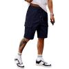 imageJMIERR Mens Casual Stretch Cargo Shorts Classic Drawstring Elastic Waist Summer Work Short with Multi PocketsNavy Blue
