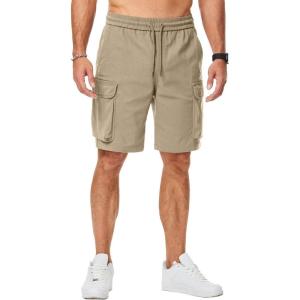 imageJMIERR Mens Stretch Cargo Shorts Casual Drawstring Classic Relaxed Fit Summer Short with Multi PocketsBeige