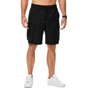 imageJMIERR Mens Stretch Cargo Shorts Casual Drawstring Classic Relaxed Fit Summer Short with Multi PocketsBlack