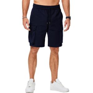 imageJMIERR Mens Stretch Cargo Shorts Casual Drawstring Classic Relaxed Fit Summer Short with Multi PocketsBlue
