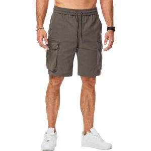 imageJMIERR Mens Stretch Cargo Shorts Casual Drawstring Classic Relaxed Fit Summer Short with Multi PocketsBrown
