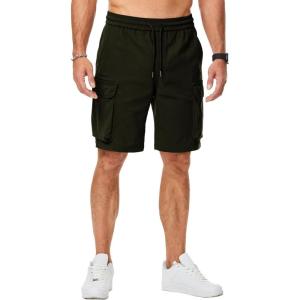 imageJMIERR Mens Stretch Cargo Shorts Casual Drawstring Classic Relaxed Fit Summer Short with Multi PocketsGreen