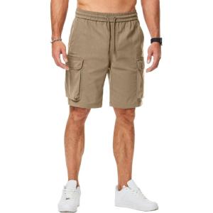 imageJMIERR Mens Stretch Cargo Shorts Casual Drawstring Classic Relaxed Fit Summer Short with Multi PocketsKhaki