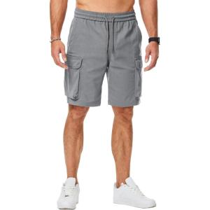 imageJMIERR Mens Stretch Cargo Shorts Casual Drawstring Classic Relaxed Fit Summer Short with Multi PocketsLight Grey