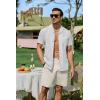 imageJMIERR Mens Casual 7quot Cotton Linen Shorts  Button Waist Summer Beach Shorts with PocketsBeige