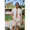 imageJMIERR Mens Casual 7quot Cotton Linen Shorts  Button Waist Summer Beach Shorts with PocketsBrown