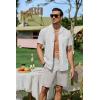 imageJMIERR Mens Casual 7quot Cotton Linen Shorts  Button Waist Summer Beach Shorts with PocketsLight Grey