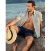 imageJMIERR Mens Casual 7quot Cotton Linen Shorts  Button Waist Summer Beach Shorts with PocketsNavy Blue