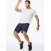 imageJMIERR Mens Casual 7quot Cotton Linen Shorts  Button Waist Summer Beach Shorts with PocketsNavy Blue