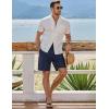imageJMIERR Mens Casual 7quot Cotton Linen Shorts  Button Waist Summer Beach Shorts with PocketsNavy Blue