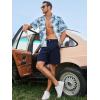 imageJMIERR Mens Casual 7quot Cotton Linen Shorts  Button Waist Summer Beach Shorts with PocketsNavy Blue