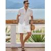 imageJMIERR Mens Casual 7quot Cotton Linen Shorts  Button Waist Summer Beach Shorts with PocketsWhite