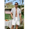 imageJMIERR Mens Casual 7quot Cotton Linen Shorts  Button Waist Summer Beach Shorts with PocketsWhite