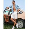 imageJMIERR Mens Casual 7quot Cotton Linen Shorts  Button Waist Summer Beach Shorts with PocketsWhite