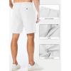 imageJMIERR Mens Casual 7quot Cotton Linen Shorts  Button Waist Summer Beach Shorts with PocketsWhite