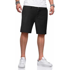 imageJMIERR Mens Casual 7quot Cotton Linen Shorts  Button Waist Summer Beach Shorts with PocketsBlack