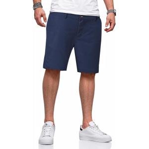 imageJMIERR Mens Casual 7quot Cotton Linen Shorts  Button Waist Summer Beach Shorts with PocketsNavy Blue