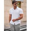 imageJMIERR Mens Muscle Fit Dress Shirts Casual Button Down Shirt Short Sleeve WrinkleFree Shirts0 White