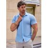 imageJMIERR Mens Muscle Fit Dress Shirts Casual Button Down Shirt Short Sleeve WrinkleFree ShirtsA Blue