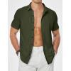 imageJMIERR Mens Muscle Fit Dress Shirts Casual Button Down Shirt Short Sleeve WrinkleFree ShirtsB Green