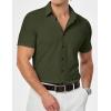 imageJMIERR Mens Muscle Fit Dress Shirts Casual Button Down Shirt Short Sleeve WrinkleFree ShirtsB Green