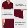 imageJMIERR Mens Muscle Fit Dress Shirts Casual Button Down Shirt Short Sleeve WrinkleFree ShirtsB Red