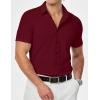 imageJMIERR Mens Muscle Fit Dress Shirts Casual Button Down Shirt Short Sleeve WrinkleFree ShirtsB Red
