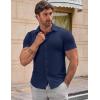 imageJMIERR Mens Muscle Fit Dress Shirts Casual Button Down Shirt Short Sleeve WrinkleFree ShirtsC Blue