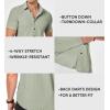 imageJMIERR Mens Muscle Fit Dress Shirts Casual Button Down Shirt Short Sleeve WrinkleFree ShirtsC Light Green