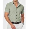 imageJMIERR Mens Muscle Fit Dress Shirts Casual Button Down Shirt Short Sleeve WrinkleFree ShirtsC Light Green