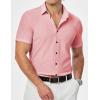 imageJMIERR Mens Muscle Fit Dress Shirts Casual Button Down Shirt Short Sleeve WrinkleFree ShirtsC Pink