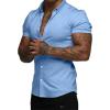 imageJMIERR Mens Muscle Fit Dress Shirts Casual Button Down Shirt Short Sleeve WrinkleFree ShirtsA Blue