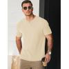 imageJMIERR Mens Waffle Cotton T Shirt VNeck Henley Shirt Short Sleeve Work Casual Tee ShirtsApricot