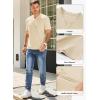 imageJMIERR Mens Waffle Cotton T Shirt VNeck Henley Shirt Short Sleeve Work Casual Tee ShirtsApricot