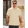 imageJMIERR Mens Waffle Cotton T Shirt VNeck Henley Shirt Short Sleeve Work Casual Tee ShirtsApricot