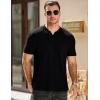 imageJMIERR Mens Waffle Cotton T Shirt VNeck Henley Shirt Short Sleeve Work Casual Tee ShirtsBlack