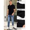 imageJMIERR Mens Waffle Cotton T Shirt VNeck Henley Shirt Short Sleeve Work Casual Tee ShirtsBlack